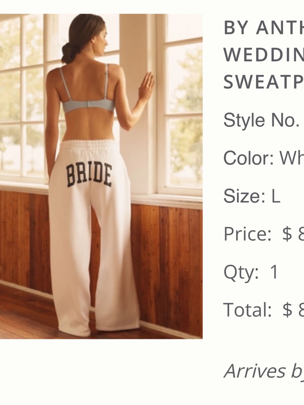 Bride White Lounge Sweatpants with Black Lettering